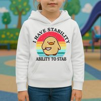 I Have Stability Ability To Stab Meme Funny Duck Retro Kids Hoodie
