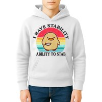 I Have Stability Ability To Stab Meme Funny Duck Retro Kids Hoodie