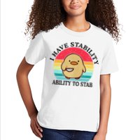 I Have Stability Ability To Stab Meme Funny Duck Retro Kids T-Shirt