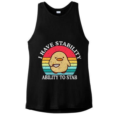 I Have Stability Ability To Stab Meme Funny Duck Retro Ladies PosiCharge Tri-Blend Wicking Tank