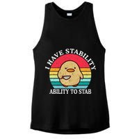 I Have Stability Ability To Stab Meme Funny Duck Retro Ladies PosiCharge Tri-Blend Wicking Tank