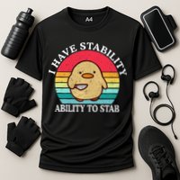 I Have Stability Ability To Stab Meme Funny Duck Retro Performance Shirt