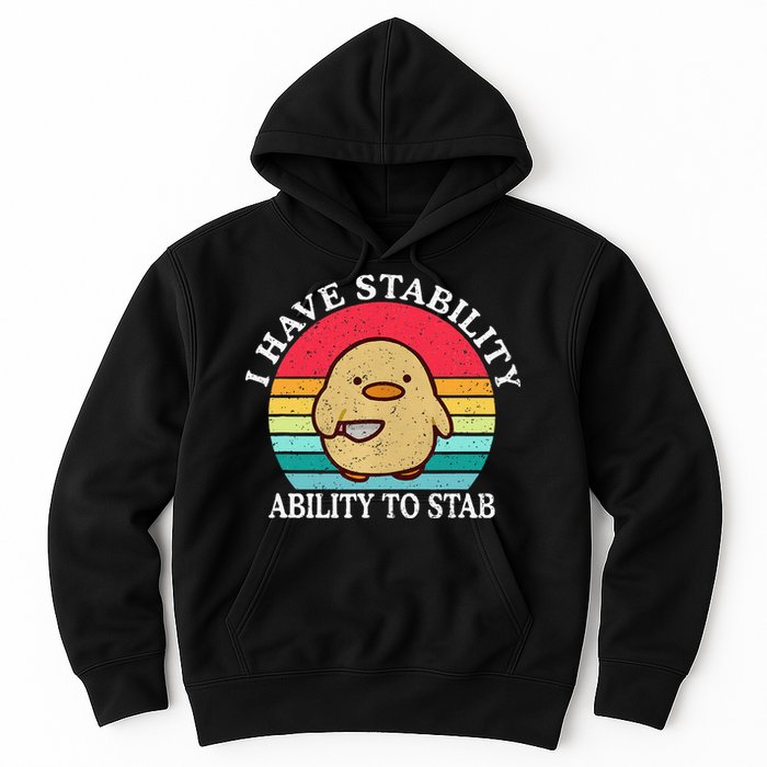 I Have Stability Ability To Stab Meme Funny Duck Retro Hoodie