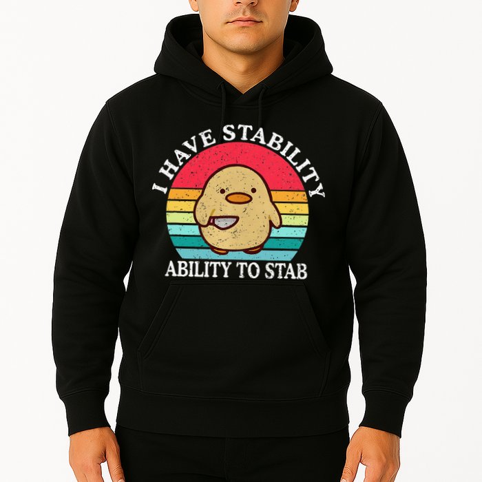 I Have Stability Ability To Stab Meme Funny Duck Retro Hoodie