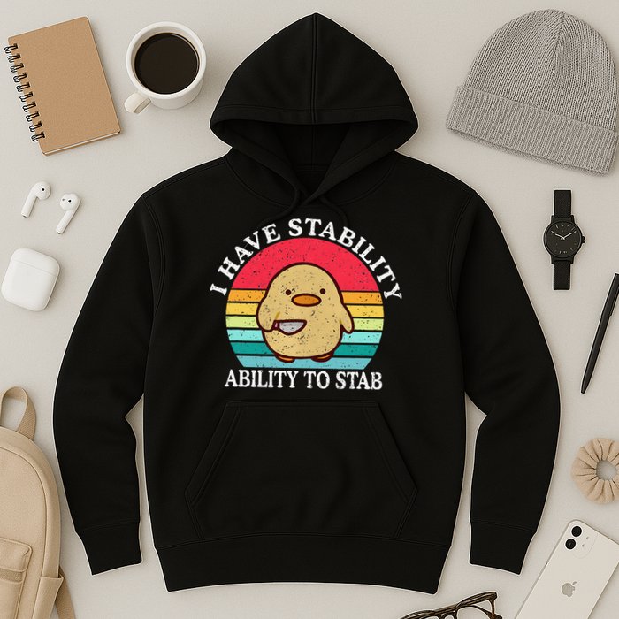 I Have Stability Ability To Stab Meme Funny Duck Retro Hoodie