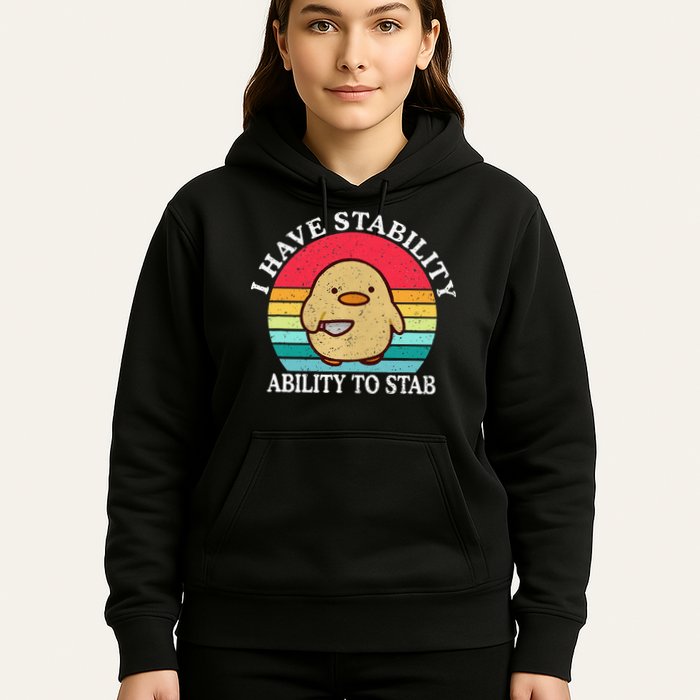 I Have Stability Ability To Stab Meme Funny Duck Retro Hoodie
