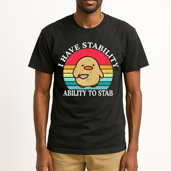 I Have Stability Ability To Stab Meme Funny Duck Retro Tall T-Shirt