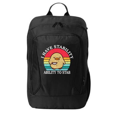 I Have Stability Ability To Stab Meme Funny Duck Retro City Backpack