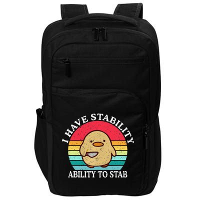 I Have Stability Ability To Stab Meme Funny Duck Retro Impact Tech Backpack