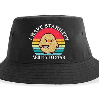 I Have Stability Ability To Stab Meme Funny Duck Retro Sustainable Bucket Hat