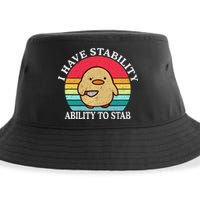 I Have Stability Ability To Stab Meme Funny Duck Retro Sustainable Bucket Hat