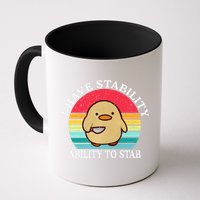 I Have Stability Ability To Stab Meme Funny Duck Retro Mug