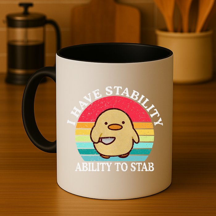 I Have Stability Ability To Stab Meme Funny Duck Retro Mug