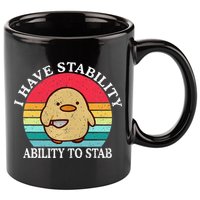 I Have Stability Ability To Stab Meme Funny Duck Retro 11oz C Handle Ceramic Mug