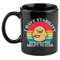 I Have Stability Ability To Stab Meme Funny Duck Retro 11oz C Handle Ceramic Mug