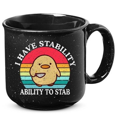 I Have Stability Ability To Stab Meme Funny Duck Retro 15oz Campfire Ceramic Mug