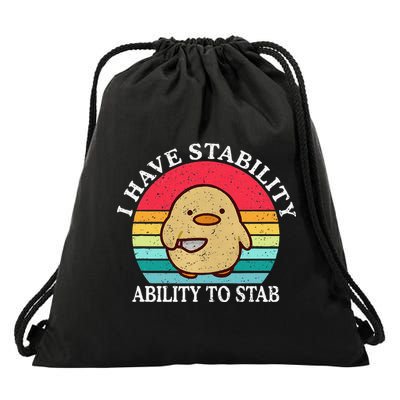 I Have Stability Ability To Stab Meme Funny Duck Retro Drawstring Bag