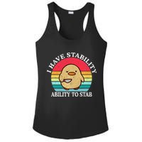 I Have Stability Ability To Stab Meme Funny Duck Retro Ladies PosiCharge Competitor Racerback Tank