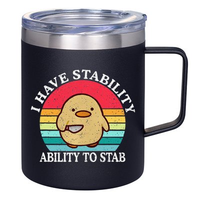 I Have Stability Ability To Stab Meme Funny Duck Retro 12oz Stainless Steel Coffee Mug