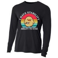 I Have Stability Ability To Stab Meme Funny Duck Retro Cooling Performance Long Sleeve Crew