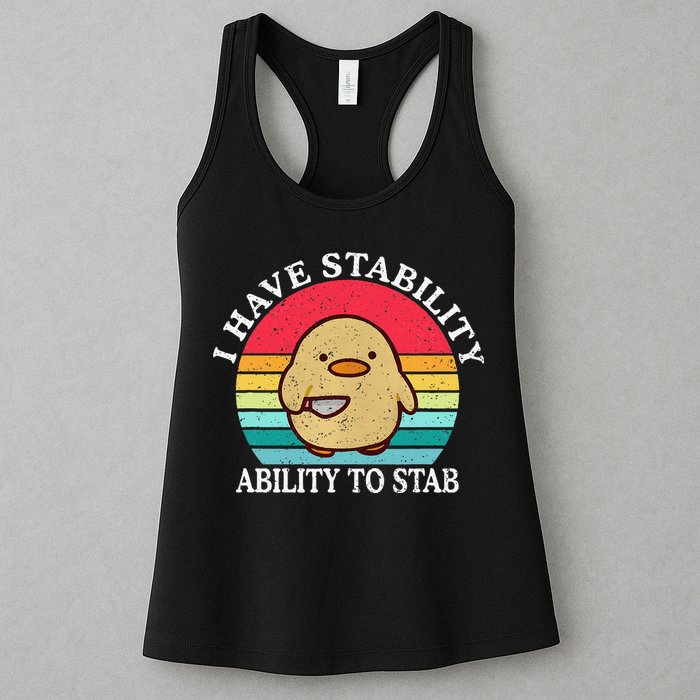 I Have Stability Ability To Stab Meme Funny Duck Retro Womens Tank Top