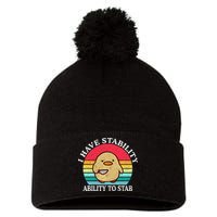 I Have Stability Ability To Stab Meme Funny Duck Retro Pom Pom 12in Knit Beanie