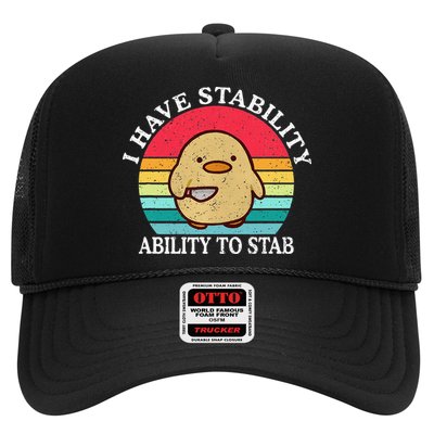 I Have Stability Ability To Stab Meme Funny Duck Retro Trucker Hat
