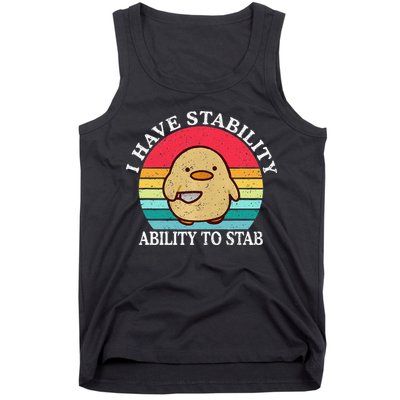 I Have Stability Ability To Stab Meme Funny Duck Retro Tank Top