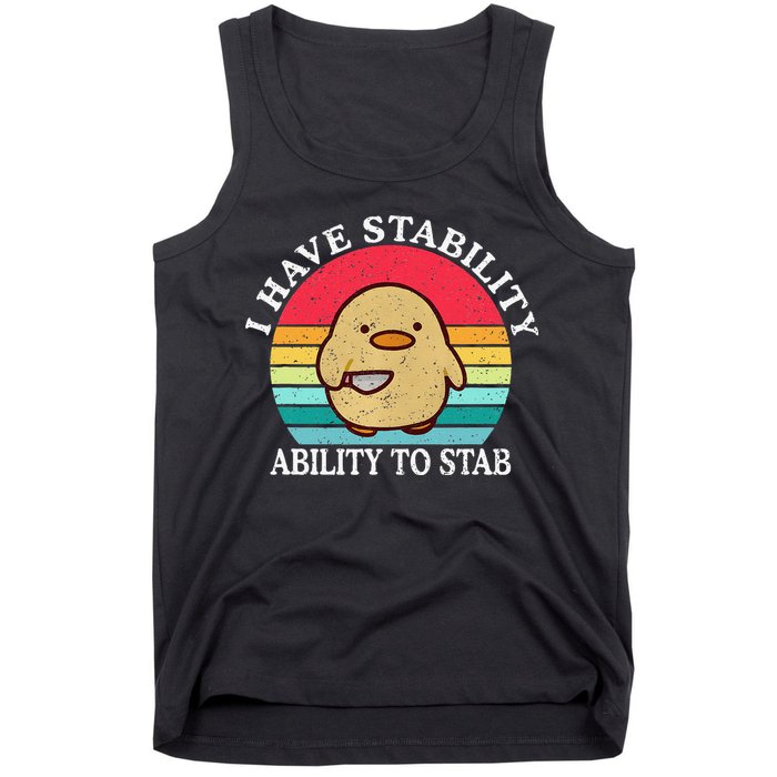 I Have Stability Ability To Stab Meme Funny Duck Retro Tank Top
