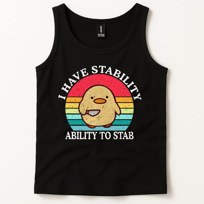 I Have Stability Ability To Stab Meme Funny Duck Retro Tank Top