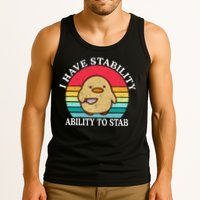 I Have Stability Ability To Stab Meme Funny Duck Retro Tank Top