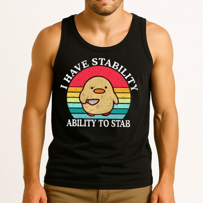 I Have Stability Ability To Stab Meme Funny Duck Retro Tank Top