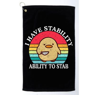 I Have Stability Ability To Stab Meme Funny Duck Retro Golf Towel
