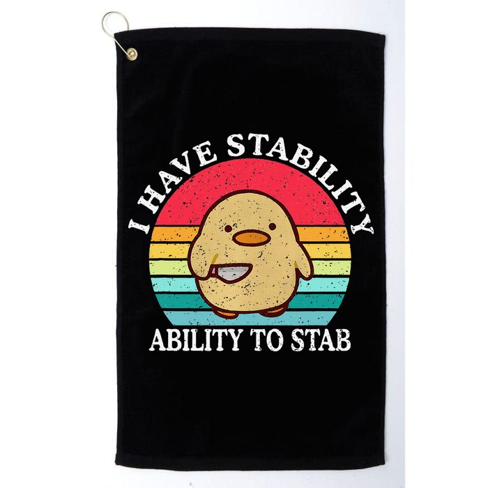 I Have Stability Ability To Stab Meme Funny Duck Retro Golf Towel