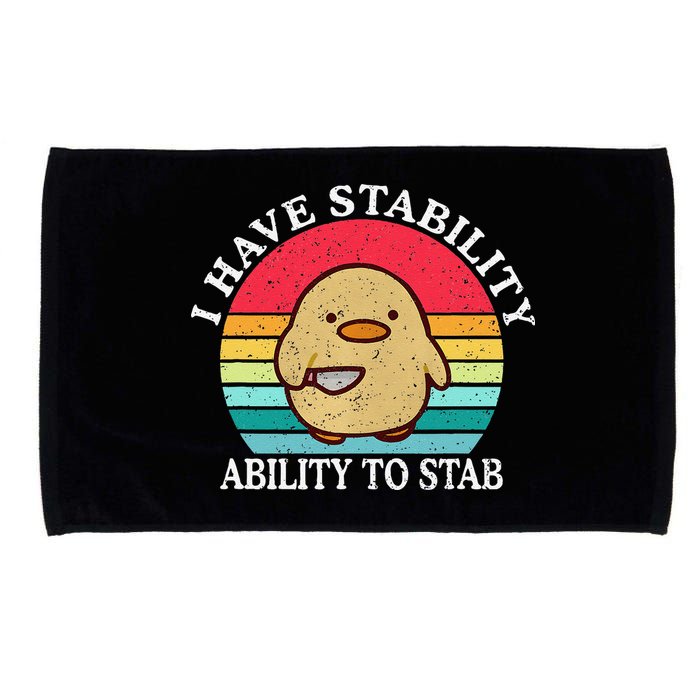 I Have Stability Ability To Stab Meme Funny Duck Retro Microfiber Hand Towel