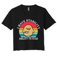 I Have Stability Ability To Stab Meme Funny Duck Retro Crop Top