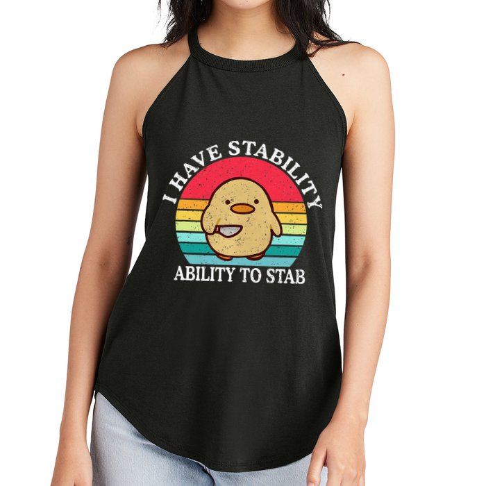 I Have Stability Ability To Stab Meme Funny Duck Retro Women's Perfect Tri Rocker Tank