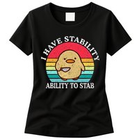 I Have Stability Ability To Stab Meme Funny Duck Retro Womens T-Shirt