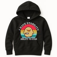 I Have Stability Ability To Stab Meme Funny Duck Retro Kids Hoodie