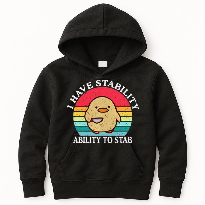I Have Stability Ability To Stab Meme Funny Duck Retro Kids Hoodie