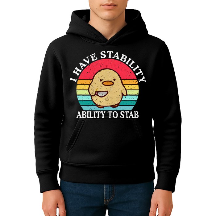 I Have Stability Ability To Stab Meme Funny Duck Retro Kids Hoodie