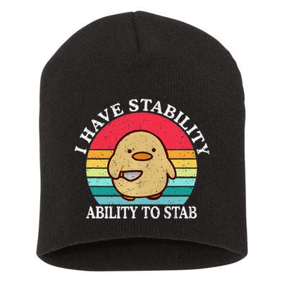 I Have Stability Ability To Stab Meme Funny Duck Retro Short Acrylic Beanie