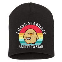 I Have Stability Ability To Stab Meme Funny Duck Retro Short Acrylic Beanie