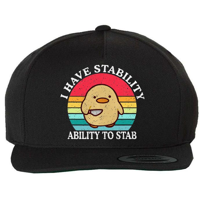 I Have Stability Ability To Stab Meme Funny Duck Retro Wool Snapback Cap