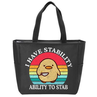 I Have Stability Ability To Stab Meme Funny Duck Retro Zip Tote Bag