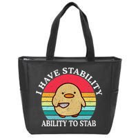 I Have Stability Ability To Stab Meme Funny Duck Retro Zip Tote Bag