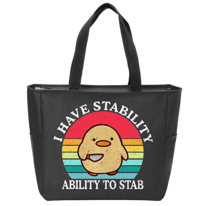 I Have Stability Ability To Stab Meme Funny Duck Retro Zip Tote Bag