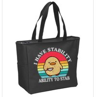 I Have Stability Ability To Stab Meme Funny Duck Retro Zip Tote Bag