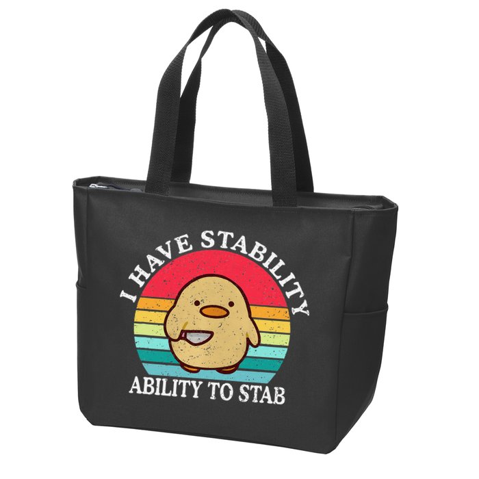 I Have Stability Ability To Stab Meme Funny Duck Retro Zip Tote Bag