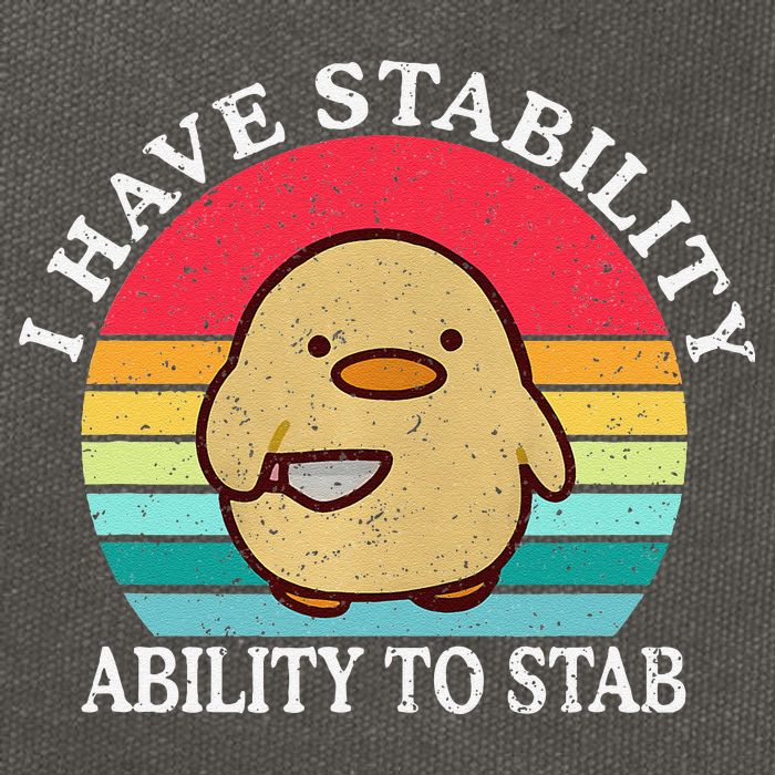 I Have Stability Ability To Stab Meme Funny Duck Retro Cotton Canvas Backpack